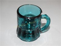 Vintage Federal Glass 1940's mini teal shot glass