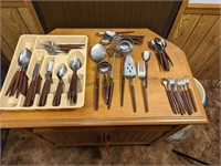 79pc Wood Handled Flatware & Utensil Set