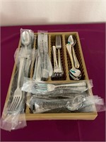 Wallace & Cambridge Stainless Flatware + Tray