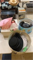4 fancy Sunday dress hats, with three hot boxes,