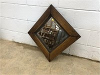 Vintage Oak Framed Beveled Glass Mirror