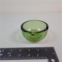 Vintage Green Glass Ashtray