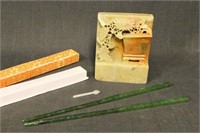 Jade Chopsticks Soapstone Bookend