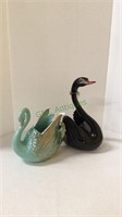 Vintage ceramic swans planters - tallest measuring