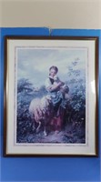 Framed Photo of Women & Sheep