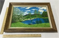 Painting w/ wooden frame