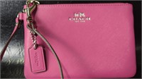 Coach Corner Zip Wristlet Bag F52205 Pink Coated