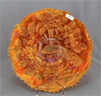 Fenton Peacock at Urn 9" plate - marigold