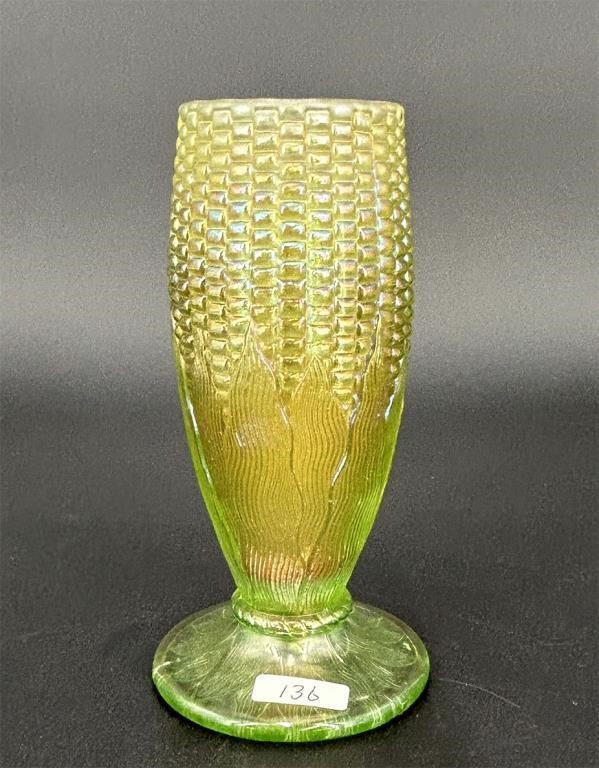 N's Corn Vase w/stalk base - lime green