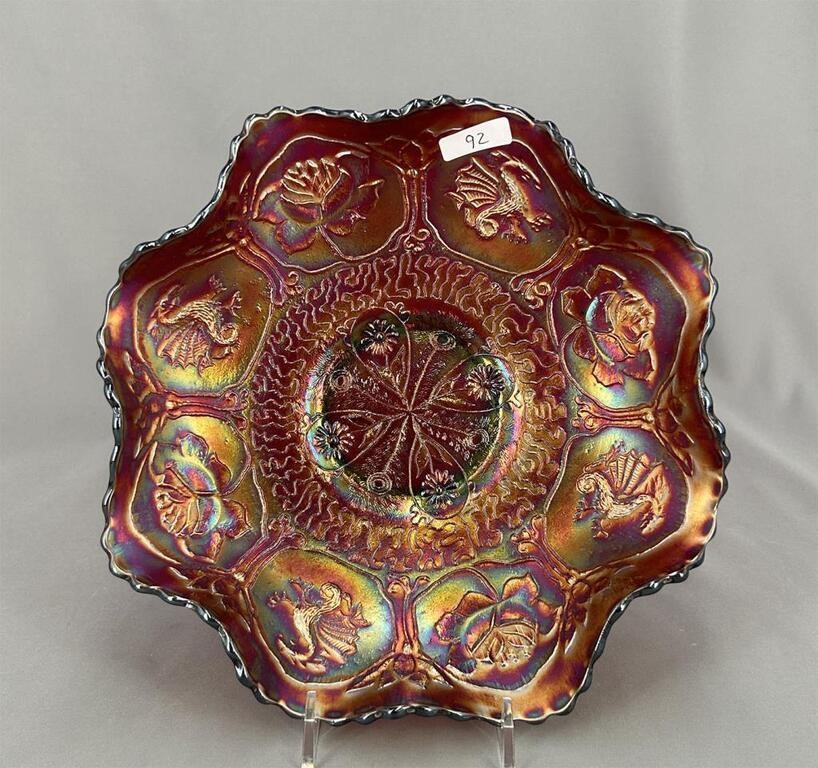 Dragon & Lotus ruffled bowl - red