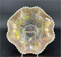 Dragon & Lotus ruffled bowl - peach opal