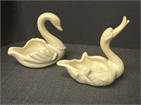 Pottery Art Swans, (2) small, may be Hull
