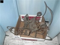 box of 3 antique traps
