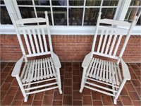 Pair of White Wooden Rocking Chairs