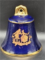 Limoges Blue Enameled Bell w/ Gallant Scene