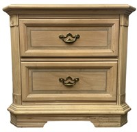 Light Beige 2 Drawer Solid Wood Nightstand