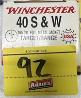 WINCHESTER 40 S&W, 165 GR, FMJ, TARGET/RANGE