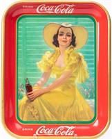 Vintage Metal Coca Cola Advertising Tray Belle
