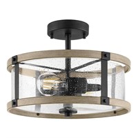 HB 2-Light Grey Wood Semi Flush Mount