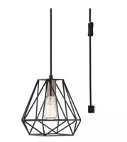 1-Lt Matte Black Plug-In or Hardwire Pendant Light