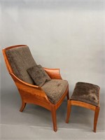 Thos. Moser walnut Wing Chair with ottoman.
