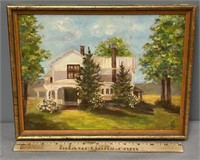 Homestead Landscape Oil Painting on Board