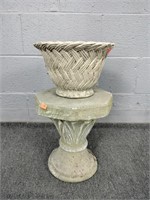 Concrete Pedestal W/ Flower Pot