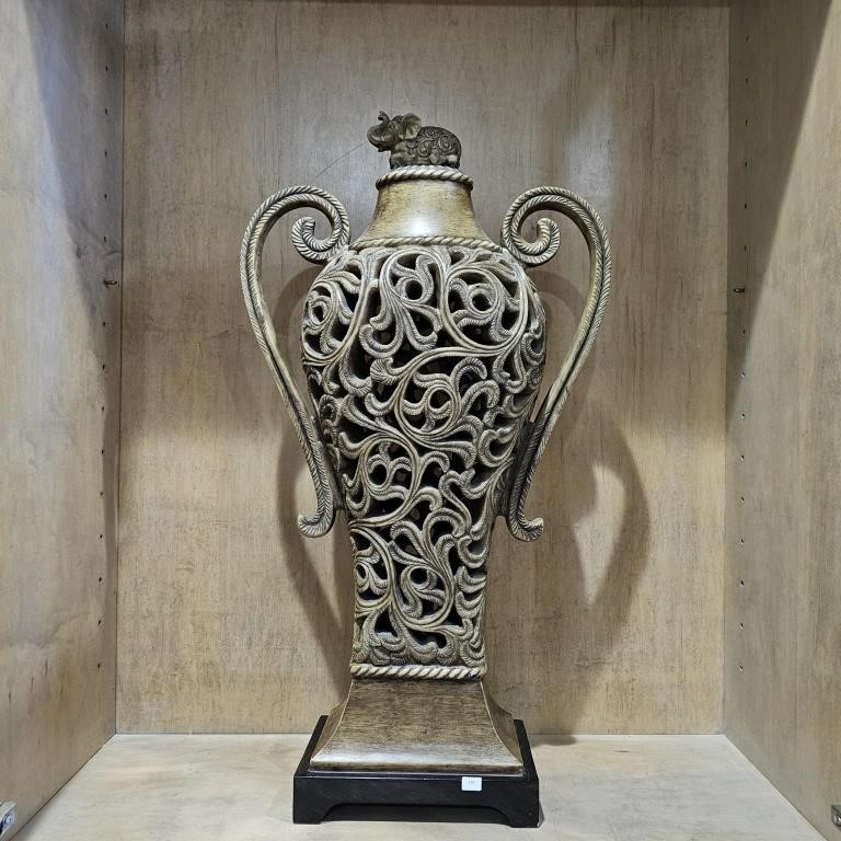 LARGE Ceylon Figural Elephant Pierced Vase Urn
