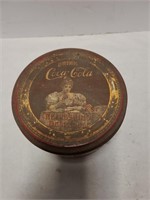 Vintage Coca Cola round tin & 2 books with vintage