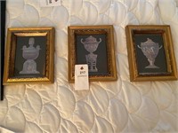 Set of 3 framed prints Roman Asian Urns designs