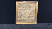 Small Antique Embroidery Sampler Dated 1838