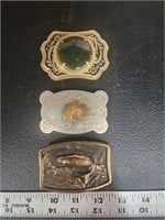 Belt buckle lot- fish, horse, emerald stone