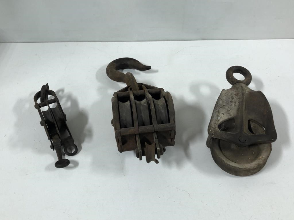 3 ANTIQUE PULLEYS