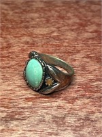 Turquoise w/ Pink Stones Sterling Silver .925 Ring