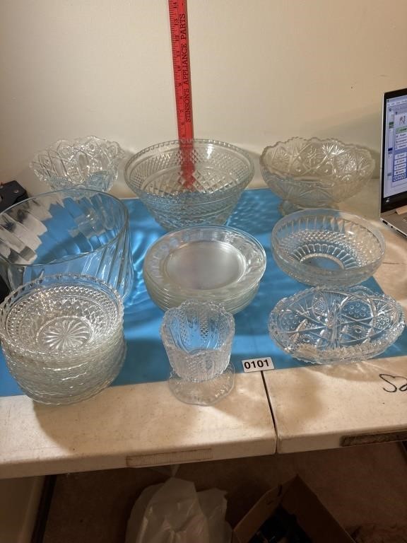 Cut and pressed clear glass lot