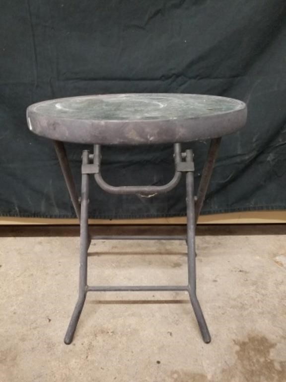 Small Metal with Glass Top Patio Table, 18.5" x