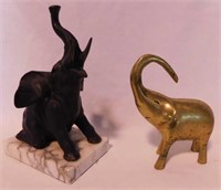 Brass elephant figurine, 6" tall -