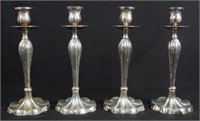 Set of Four Matching Silver Plate Candle Holders