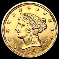1905 $2.50 Gold Quarter Eagle UNCIRCULATED