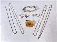 Costume Jewelry: (4) Chains, (4) Rings & More