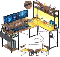 Aheaplus Small L Shaped Gaming Desk with LED