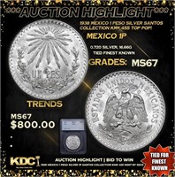 ***Auction Highlight*** 1938 Mexico 1 Peso Silver