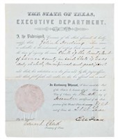 1856 Lavaca Texas County Clerk Appointment Certif.