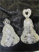 2pc Wheel Cut Lead Crystal Bells - 6" & 7"