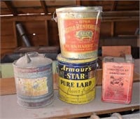 4 antique tins