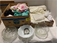 PRESSED GLASS BOWLS, MILK GLASS BOWL, 2 BOXES OF