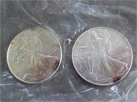 2 1999 Silver Eagles Ea Each x 2