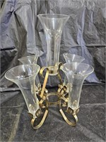 Vintage Brass and Crystal Epergne