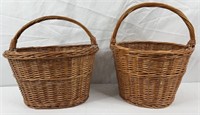 Two Vintage Wicker Gathering Baskets