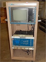 Metal Unit w/ Vintage TV & Electronics